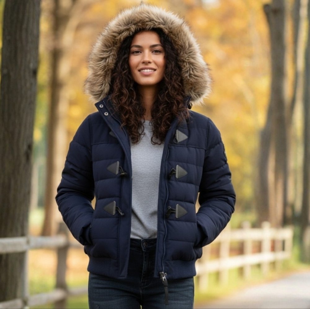 Superdry Toggle-Front Faux Fur Hood Puffer Jacket